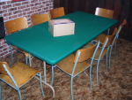 Poker chips on table